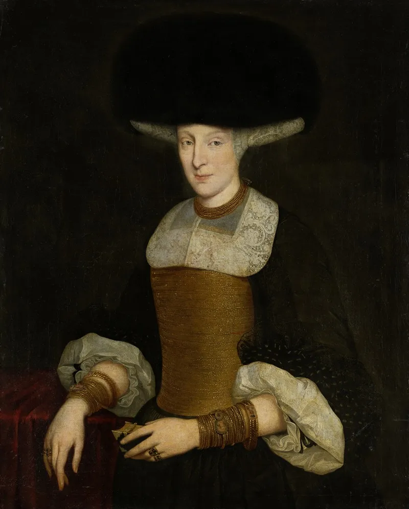 Portrait Of A Richly Dressed Young Woman Wall Art by Theodor Roos - High-Resolution Digital Print