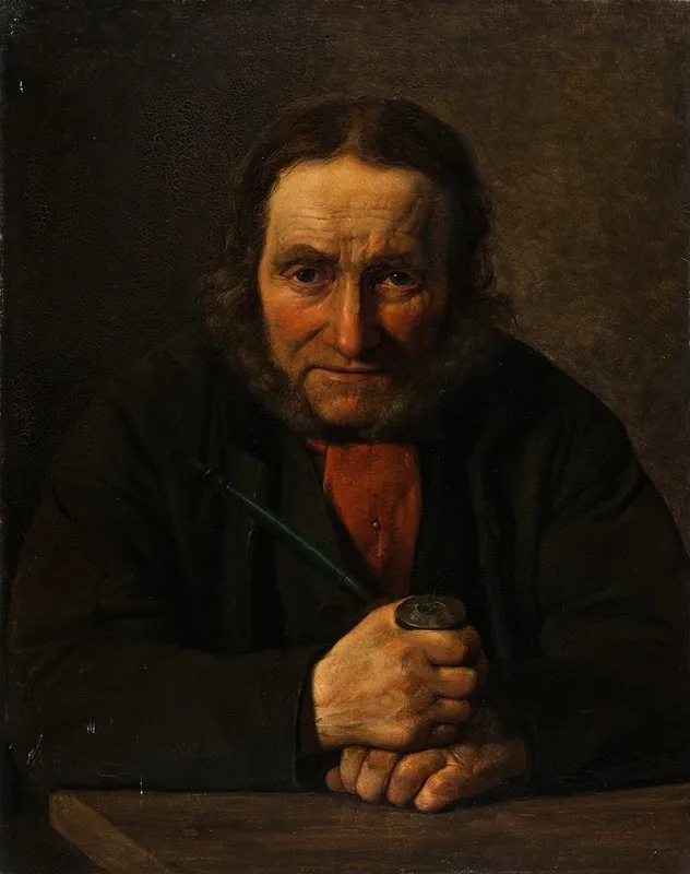 Portrait Of A Sailor Holding A Pipe Wall Art by Carl Richardt - High-Resolution Digital Print