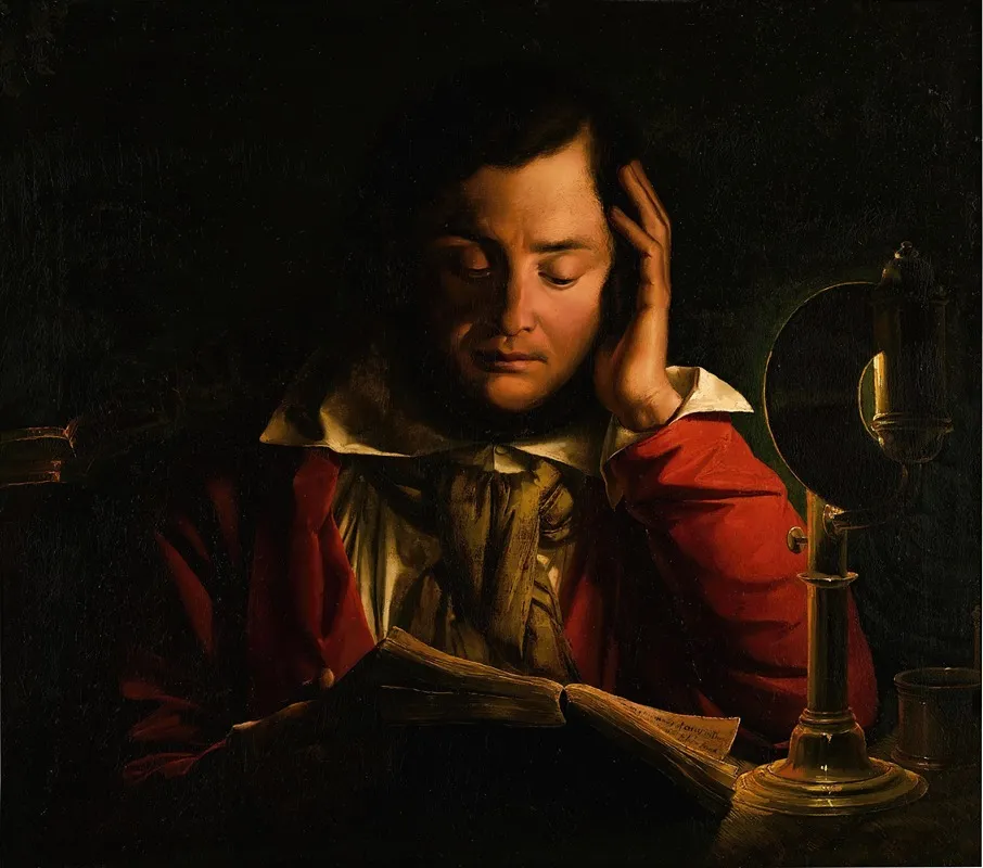 Portrait Of A Scholar In His Study Wall Art by Circle of Joseph Wright of Derby - High-Resolution Digital Print