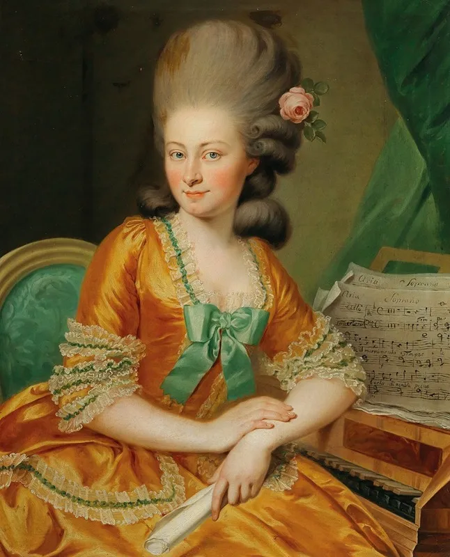 Portrait Of A Singer At The Harpsichord Wall Art by Georg Weikert - High-Resolution Digital Print