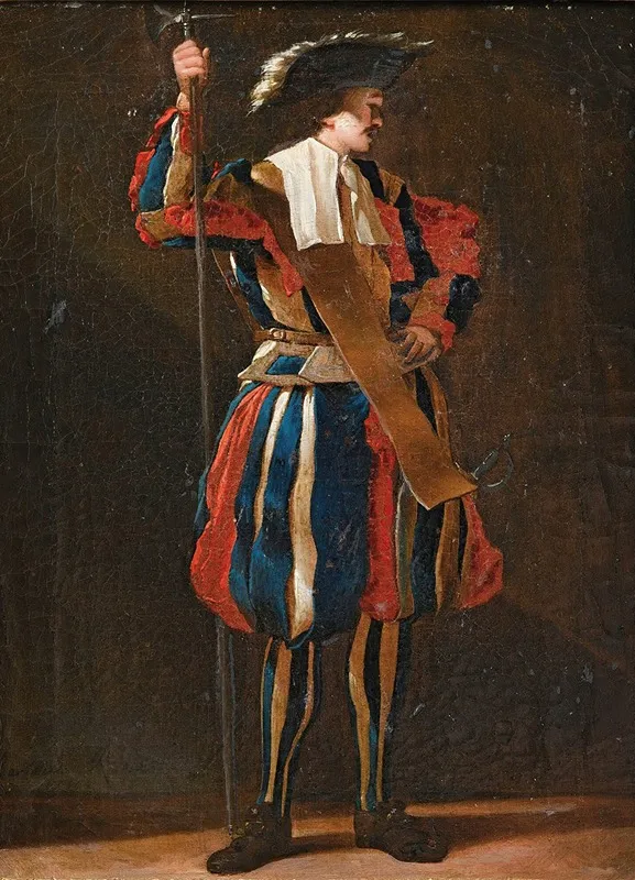 Portrait Of A Swiss Guard Wall Art by Jean Barbault - High-Resolution Digital Print