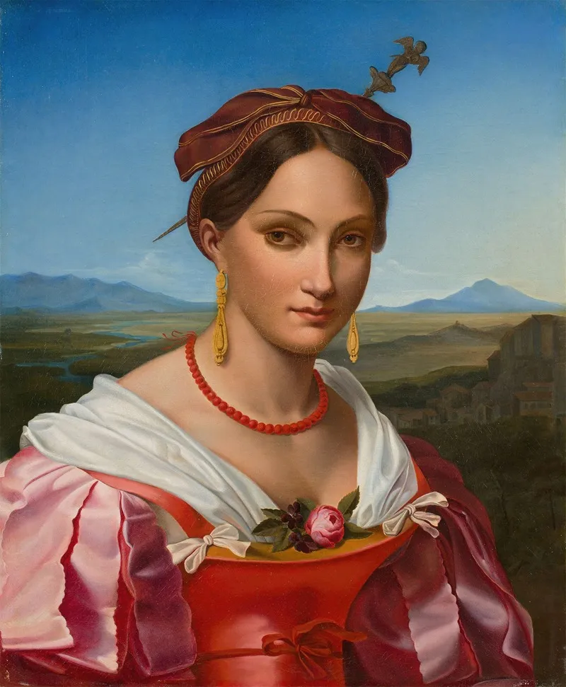 Portrait Of A Velletri Woman In Traditional Dress Wall Art by Wilhelm Wach - High-Resolution Digital Print