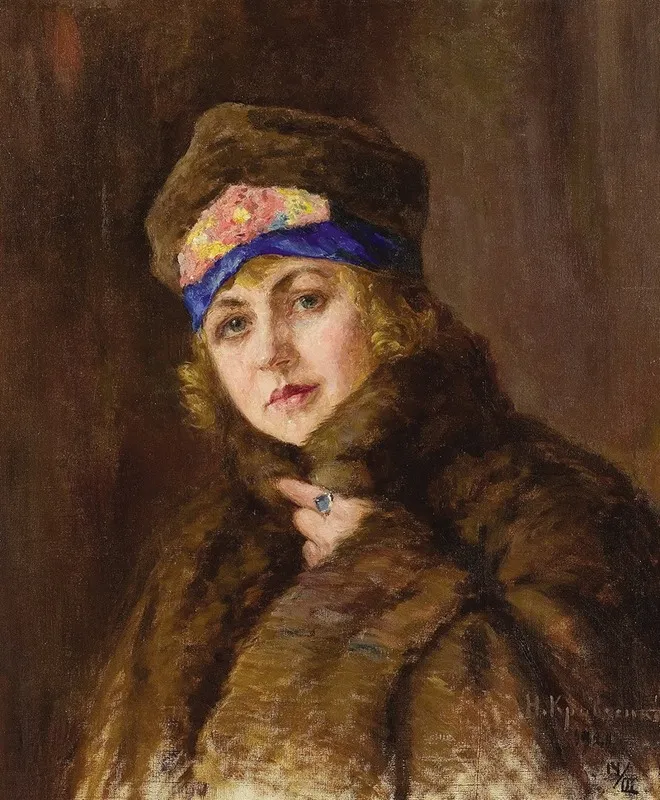 Portrait Of A Woman 172 Wall Art by Nikolai Ivanovich Kravchenko - High-Resolution Digital Print