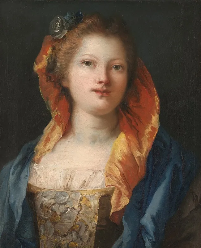 Portrait Of A Woman 61 Wall Art by Giovanni Domenico Tiepolo - High-Resolution Digital Print