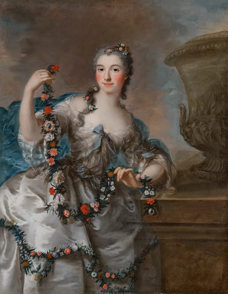 Portrait Of A Woman As Flora Wall Art by Marianne Loir - High-Resolution Digital Print