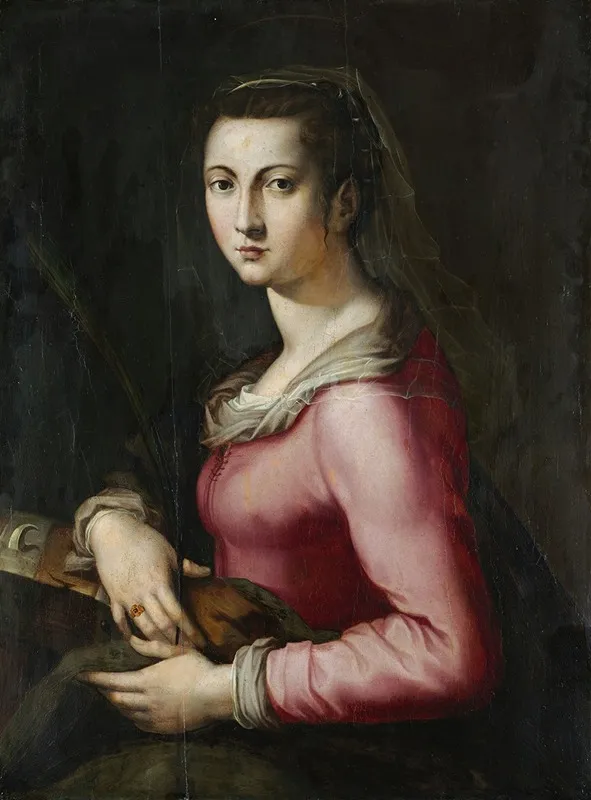 Portrait Of A Woman As Saint Catherine Wall Art by Pier Francesco Foschi - High-Resolution Digital Print