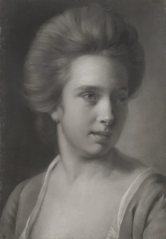 Portrait Of A Woman Her Head Turned To The Right Wearing An Earring Wall Art by Joseph Wright of Derby - High-Resolution Digital Print