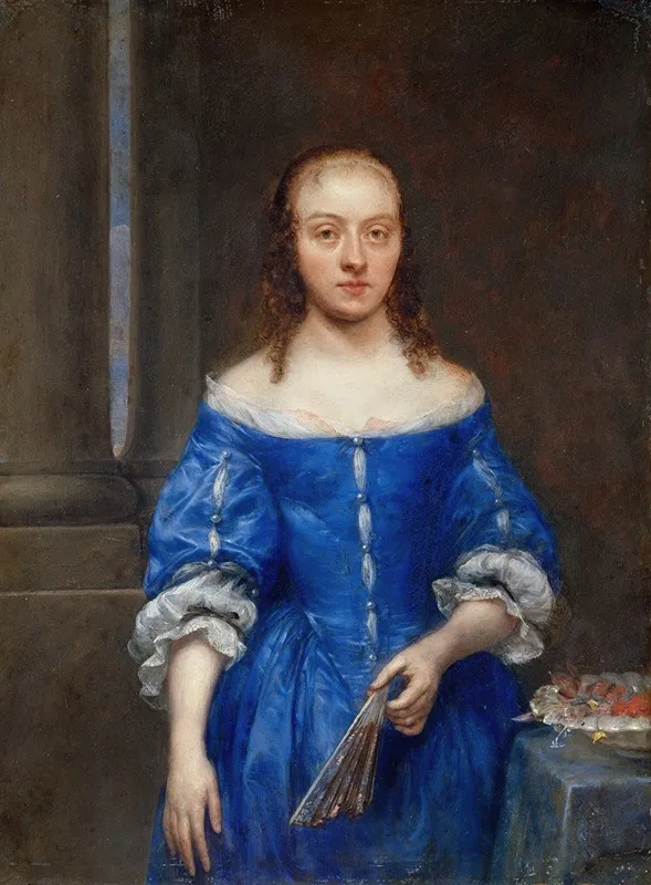 Portrait Of A Woman In A Blue Dress 2 Wall Art by Gonzales Coques - High-Resolution Digital Print