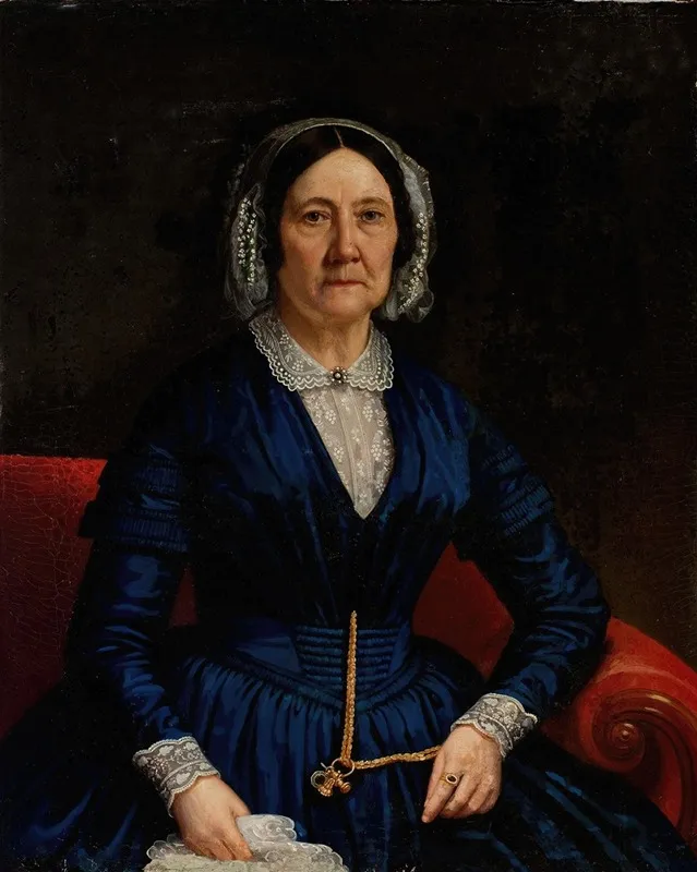Portrait Of A Woman In A Blue Dress Wall Art by Frederick Randolph Spencer - High-Resolution Digital Print