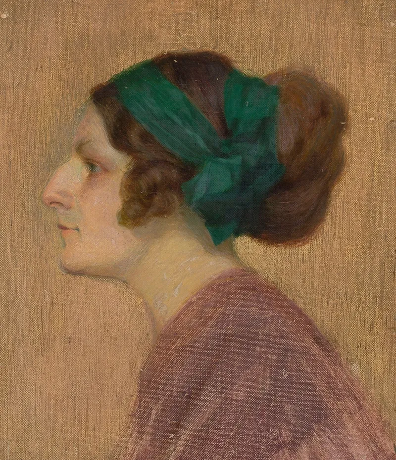 Portrait Of A Woman In A Green Shawl Wall Art by Edward Butrymowicz - High-Resolution Digital Print
