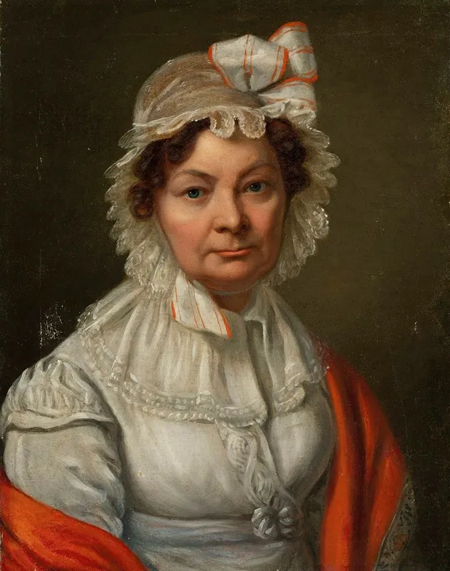 Portrait Of A Woman In A Red Scarf Wall Art by Józef Sonntag - High-Resolution Digital Print