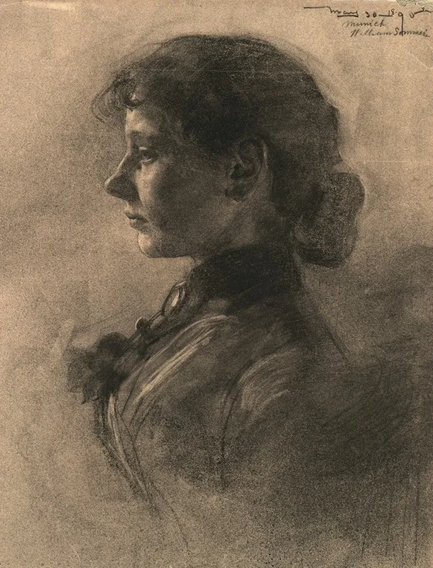 Portrait Of A Woman In Profile Turned To The Left