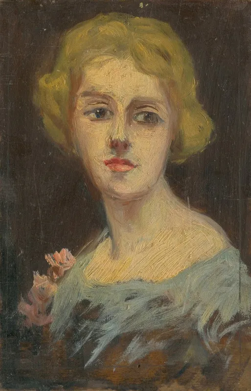 Portrait Of A Woman In Sky Blue Dress