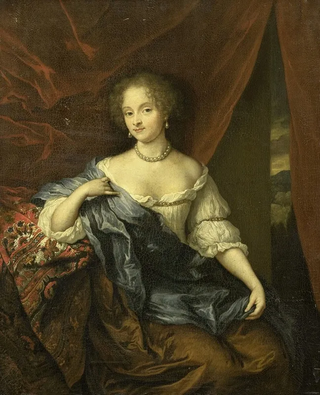 Portrait Of A Woman Possibly A Member Of The Van Citters Family Wall Art by Caspar Netscher - High-Resolution Digital Print