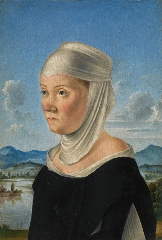 Portrait Of A Woman Possibly A Nun Of San Secondo Wall Art by Jacometto Veneziano - High-Resolution Digital Print