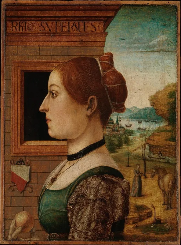 Portrait Of A Woman Possibly Ginevra Dantonio Lupari Gozzadini Wall Art by The Maestro delle Storie del Pane - High-Resolution Digital Print