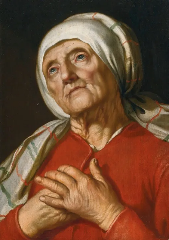 Portrait Of A Woman Praying Wall Art by Follower of Abraham Bloemaert - High-Resolution Digital Print