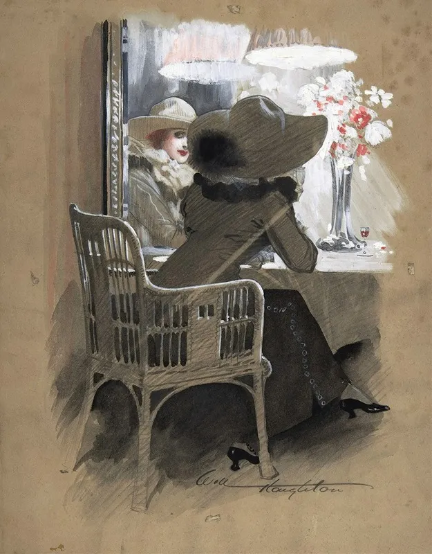 Portrait Of A Woman Seated At A Table Wall Art by Will Houghton - High-Resolution Digital Print