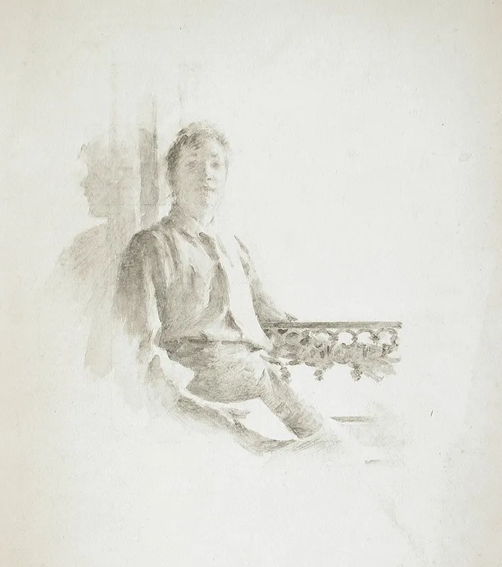 Portrait Of A Woman Seated On A Balcony