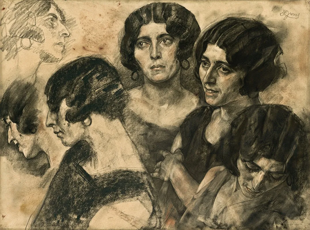 Portrait Of A Woman Six Different Positions Wall Art by Johannes Hendricus Jurres - High-Resolution Digital Print