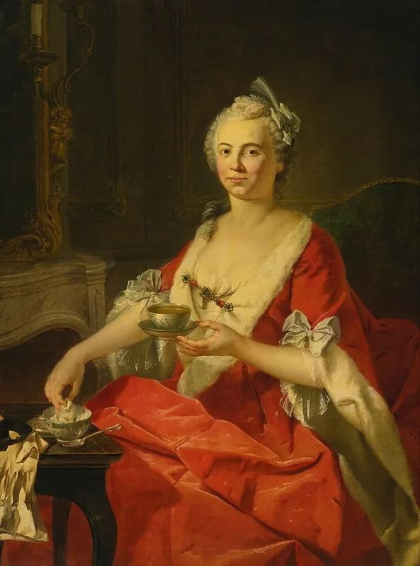 Portrait Of A Woman Taking Tea Wall Art by Donat Nonnotte - High-Resolution Digital Print