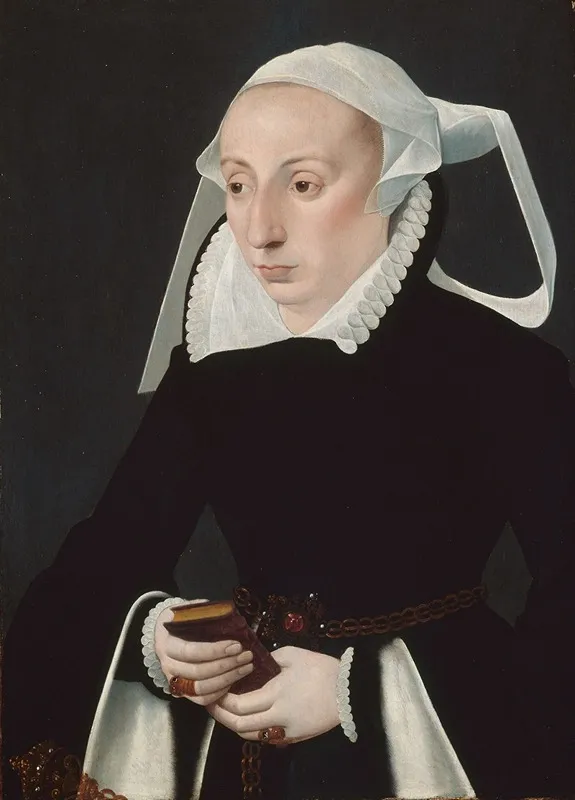 Portrait Of A Woman With A Prayer Book Wall Art by Barthel Bruyn the Younger - High-Resolution Digital Print
