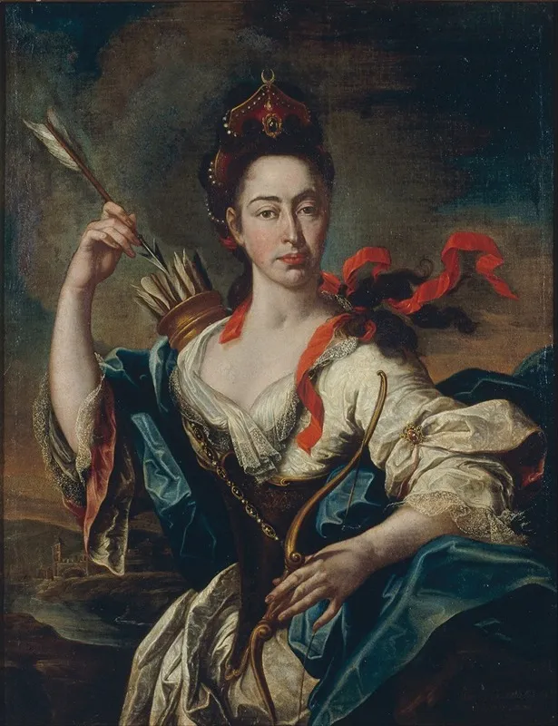 Portrait Of A Woman With Attributes Of Diana Wall Art by Pere Crusells - High-Resolution Digital Print