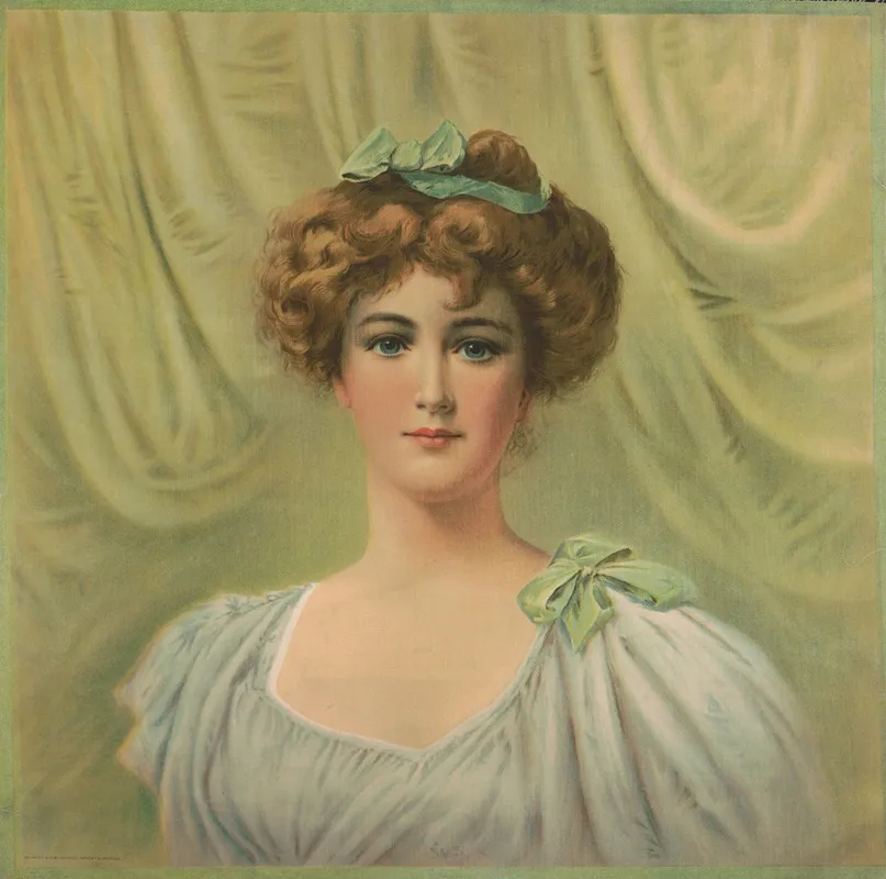 Portrait Of A Woman With Ribbons In Hair Wall Art by Campbell, Metzger & Jacobson - High-Resolution Digital Print