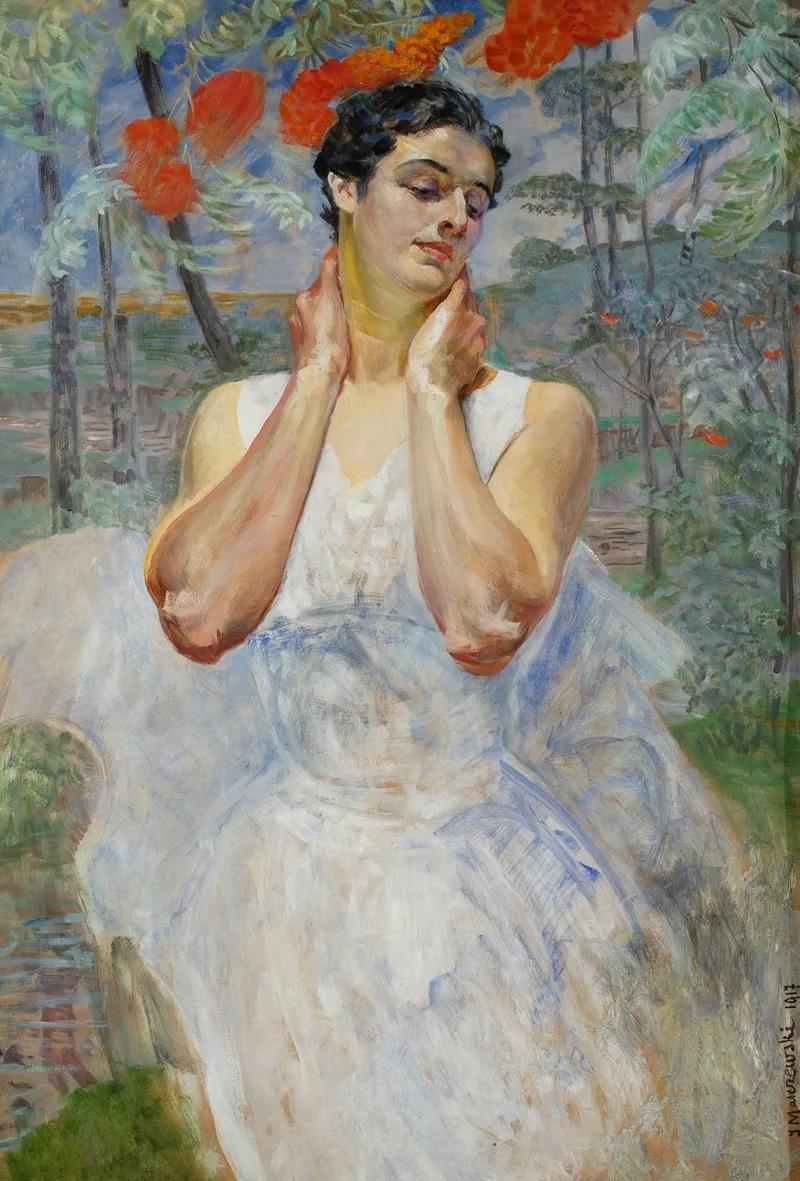 Portrait Of A Woman With Rowanberry Wall Art by Jacek Malczewski - High-Resolution Digital Print