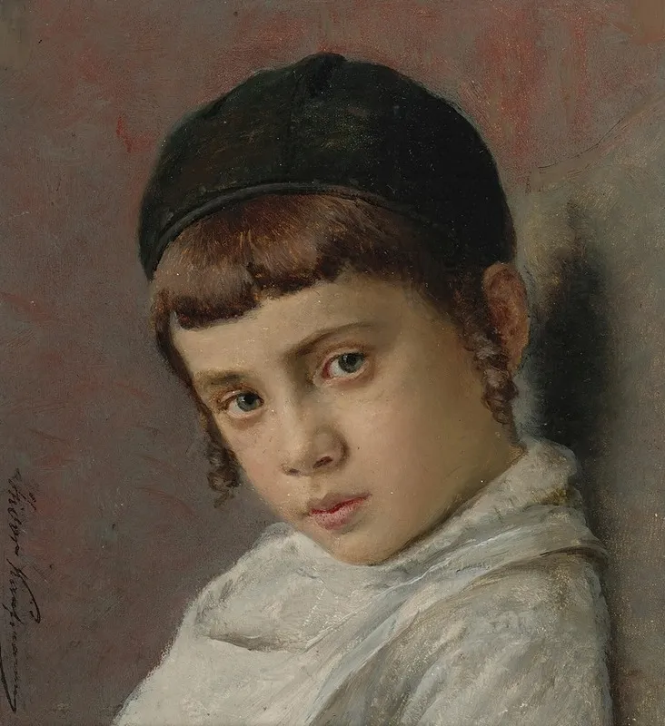 Portrait Of A Young Boy With Peyot