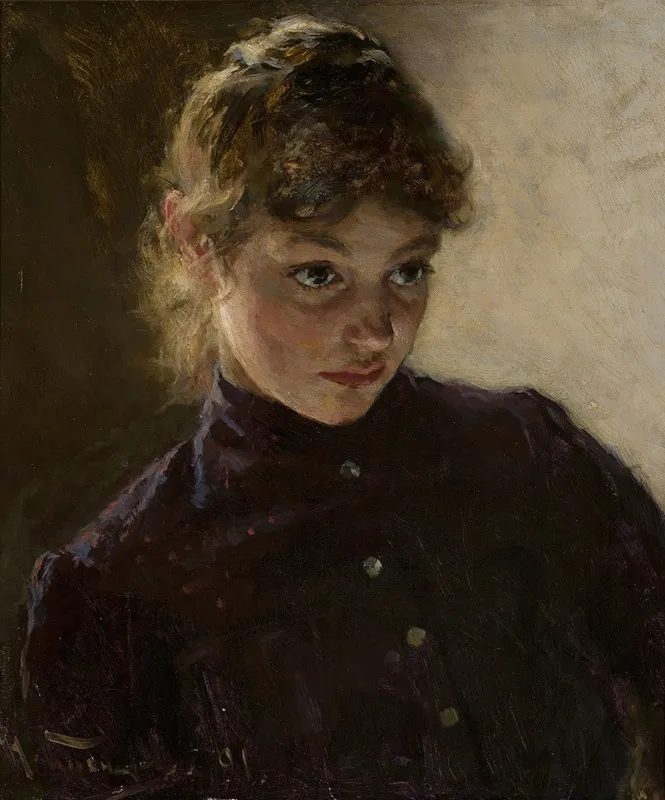 Portrait Of A Young Girl 34 Wall Art by Nikolai Dmitrievich Kuznetsov - High-Resolution Digital Print