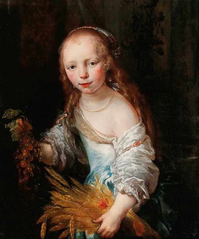 Portrait Of A Young Girl As Ceres Wall Art by Jan van Noordt - High-Resolution Digital Print