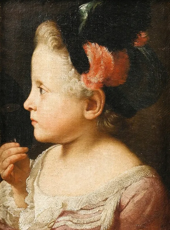 Portrait Of A Young Girl Holding A Mask Wall Art by Sebastiano Ceccarini Fano - High-Resolution Digital Print