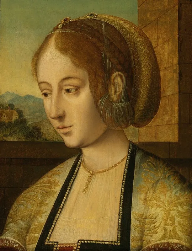 Portrait Of A Young Lady 3 Wall Art by Follower Of The Master Of The Holy Blood - High-Resolution Digital Print