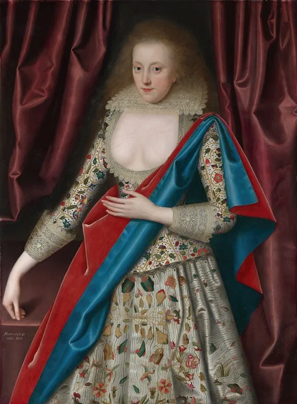 Portrait Of A Young Lady Possibly Jane Lady Thornhaugh Wall Art by William Larkin - High-Resolution Digital Print