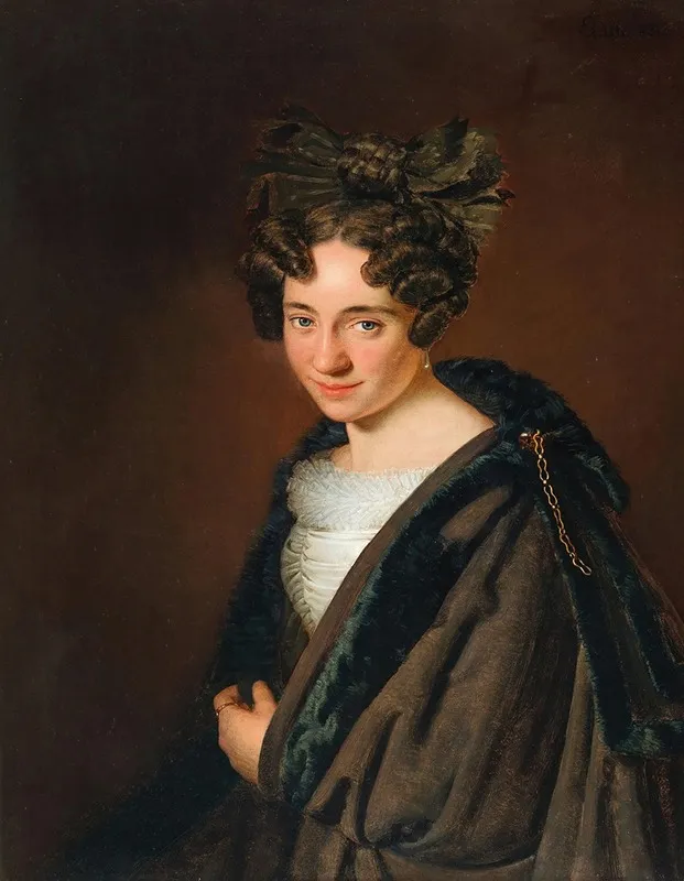 Portrait Of A Young Lady With A Black Bow In Her Hair Wall Art by Anton Einsle - High-Resolution Digital Print
