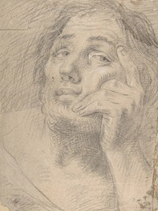Portrait Of A Young Man Leaning On His Hand Wall Art by Hans Troschel - High-Resolution Digital Print