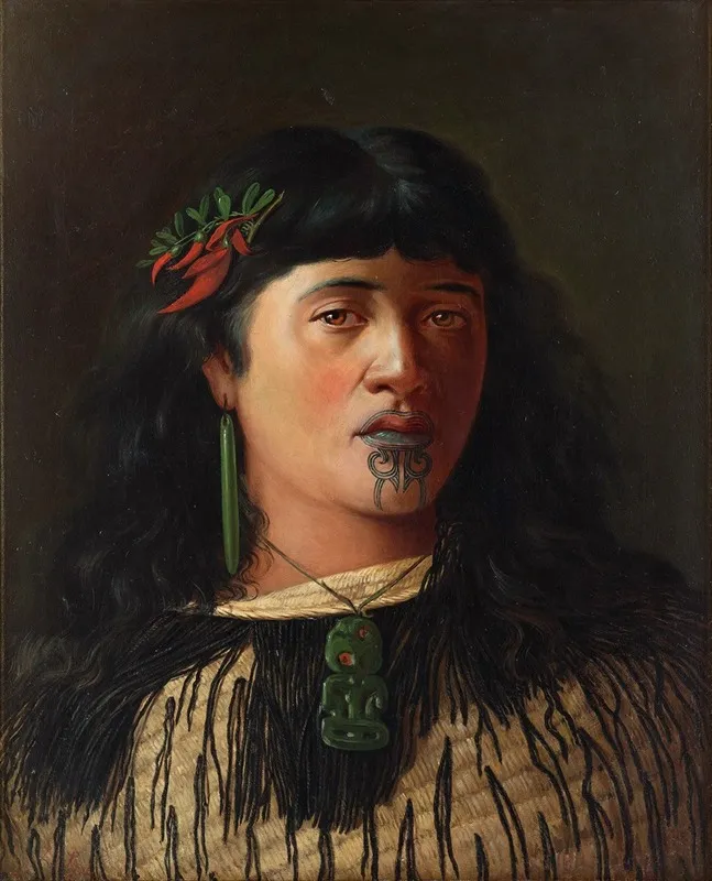 Portrait Of A Young Maori Woman With Moko Wall Art by Louis John Steele - High-Resolution Digital Print