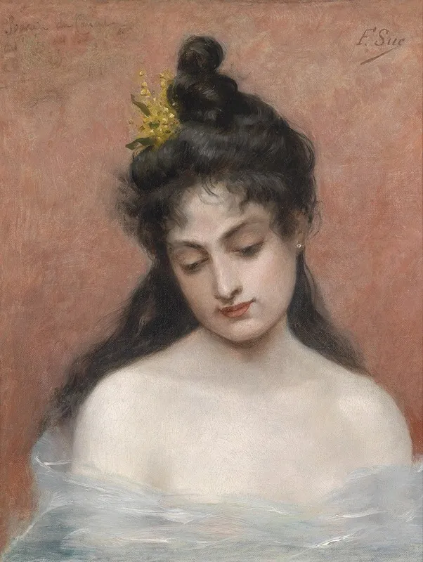 Portrait Of A Young Woman 16 Wall Art by F Sue - High-Resolution Digital Print