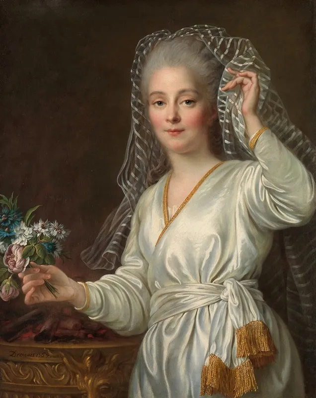 Portrait Of A Young Woman As A Vestal Virgin Wall Art by François-Hubert Drouais - High-Resolution Digital Print