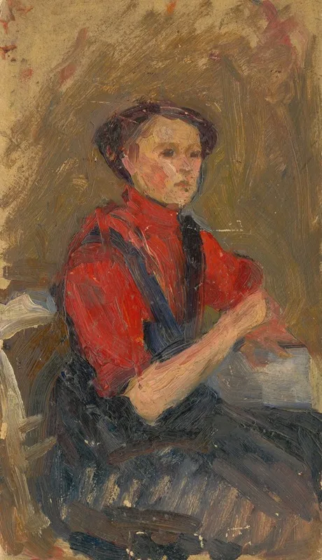 Portrait Of A Young Woman In A Red Sweater