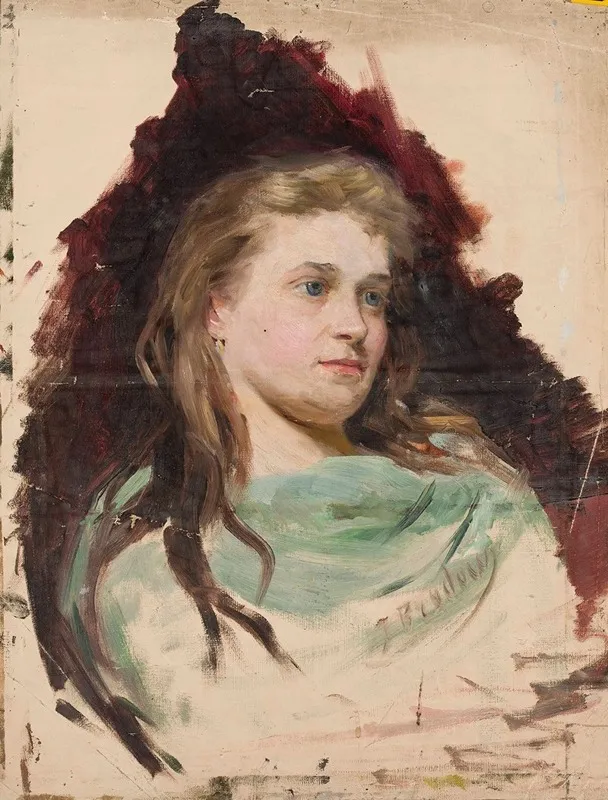 Portrait Of A Young Woman Sketch Wall Art by Józef Brodowski - High-Resolution Digital Print