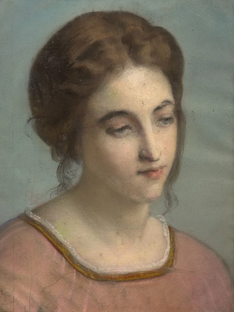 Portrait Of A Young Woman With A Pink Shirt