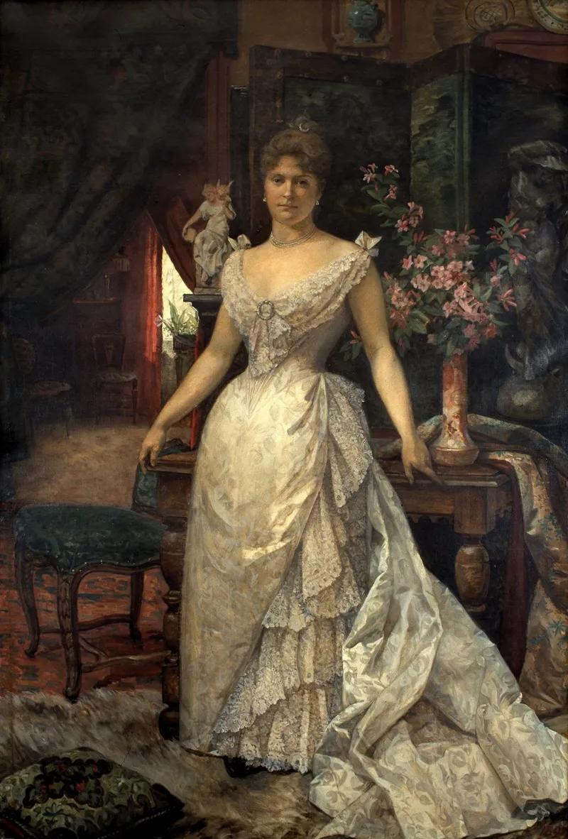 Portrait Of Adelaide Lefebvre The Artists Wife Wall Art by Louis Maeterlinck - High-Resolution Digital Print