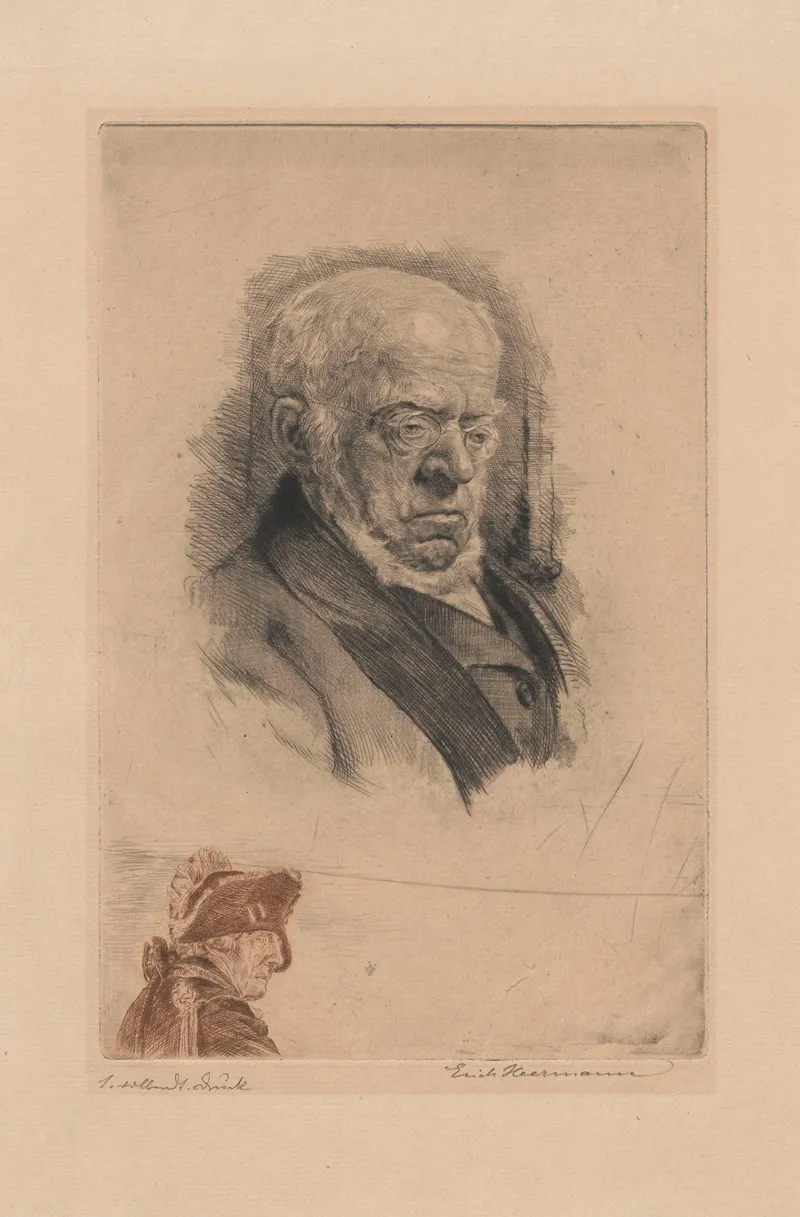 Portrait Of Adolph Menzel With Remarque Frederic The Greats Head