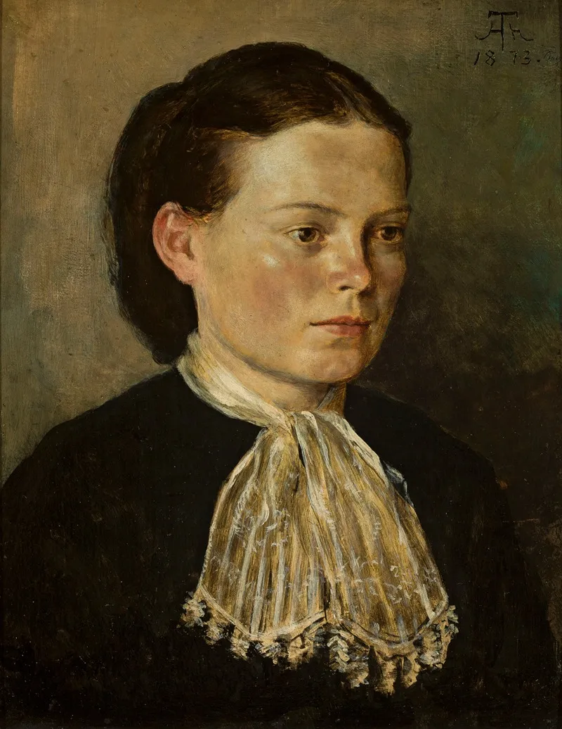 Portrait Of Agathe Artists Sister Wall Art by Hans Thoma - High-Resolution Digital Print
