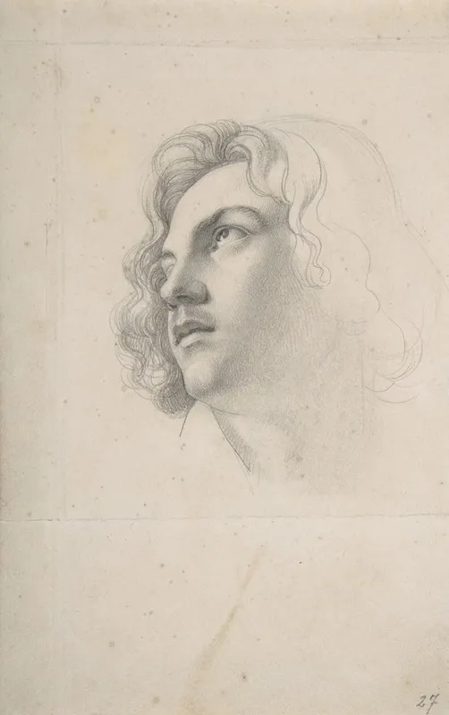 Portrait Of Alfred Rethellooking Up Wall Art by Heinrich Karl Anton Mücke - High-Resolution Digital Print