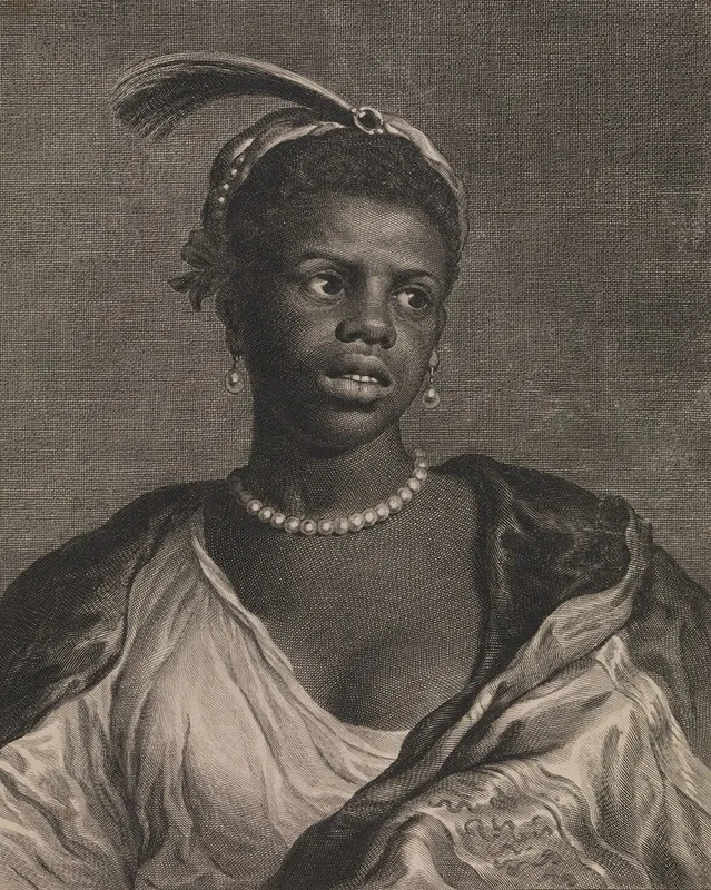 Portrait Of An African Woman With Pearl Necklace Wall Art by Cornelis Van Dalen - High-Resolution Digital Print