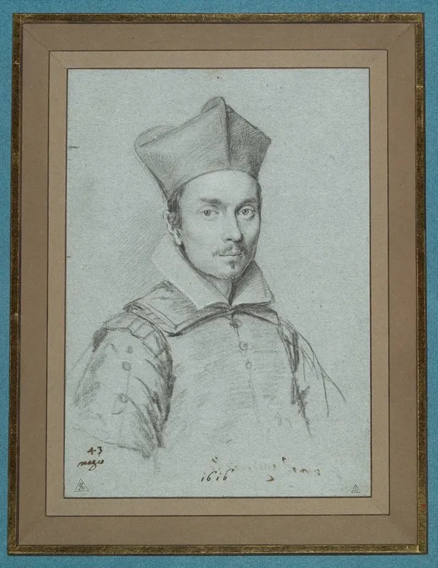 Portrait Of An Ecclesiastic Perhaps Of The Mignanelli Family Wall Art by Ottavio Leoni - High-Resolution Digital Print