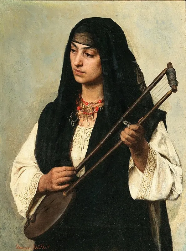 Portrait Of An Egyptian Woman With Tanbura